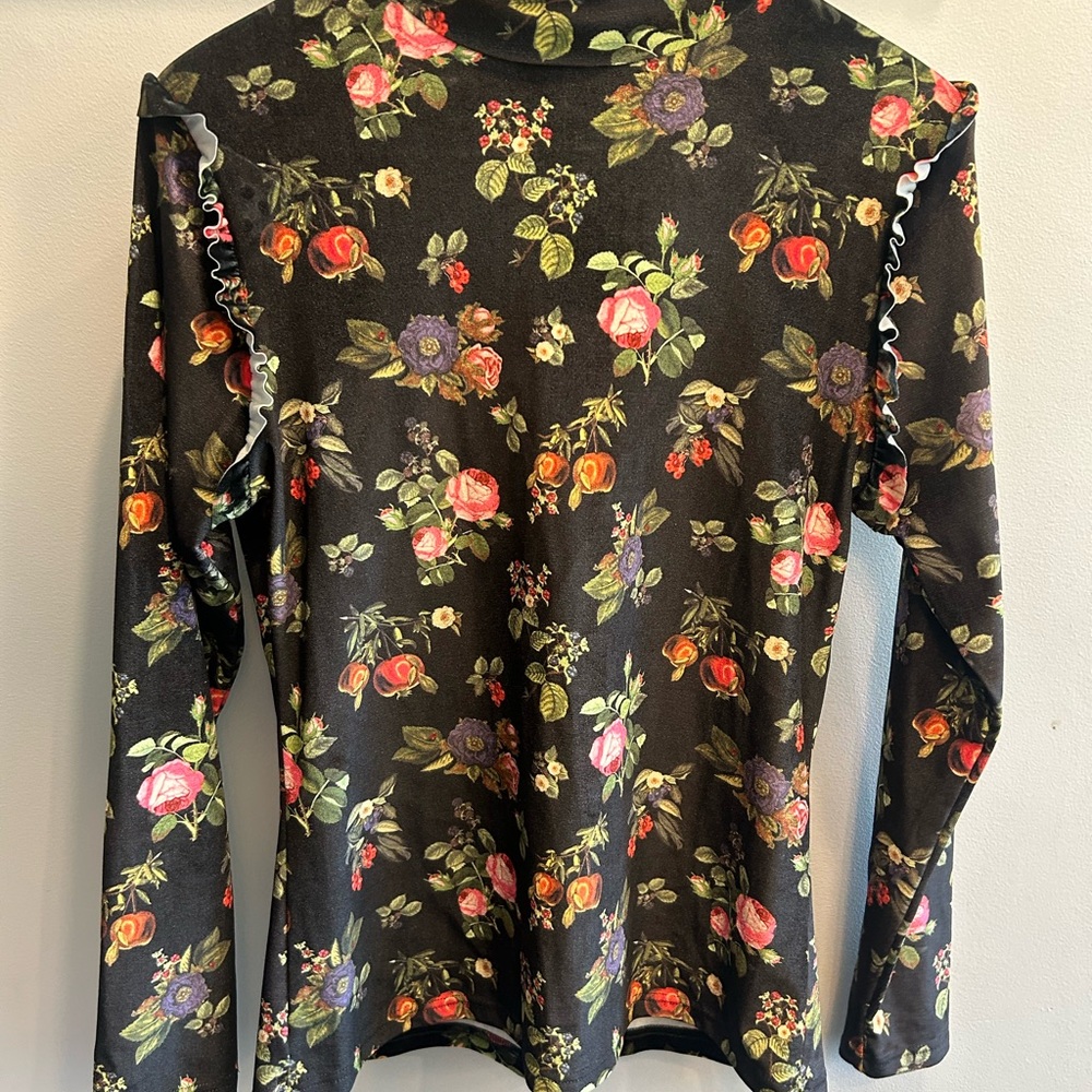 Fitted Pink and Orange Long Sleeve Blouse